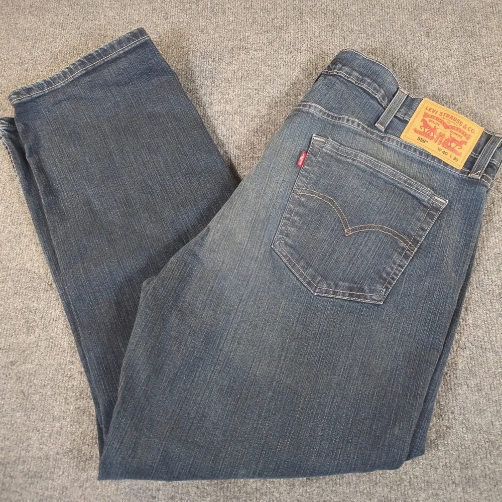 Levis 559 Relaxed Straight Jeans Men 40x30 Blue Denim WaterLess 00559-0463 #2694